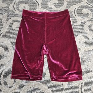 NWT - Fabletics Velvet Bike Shorts in Deep Red - L